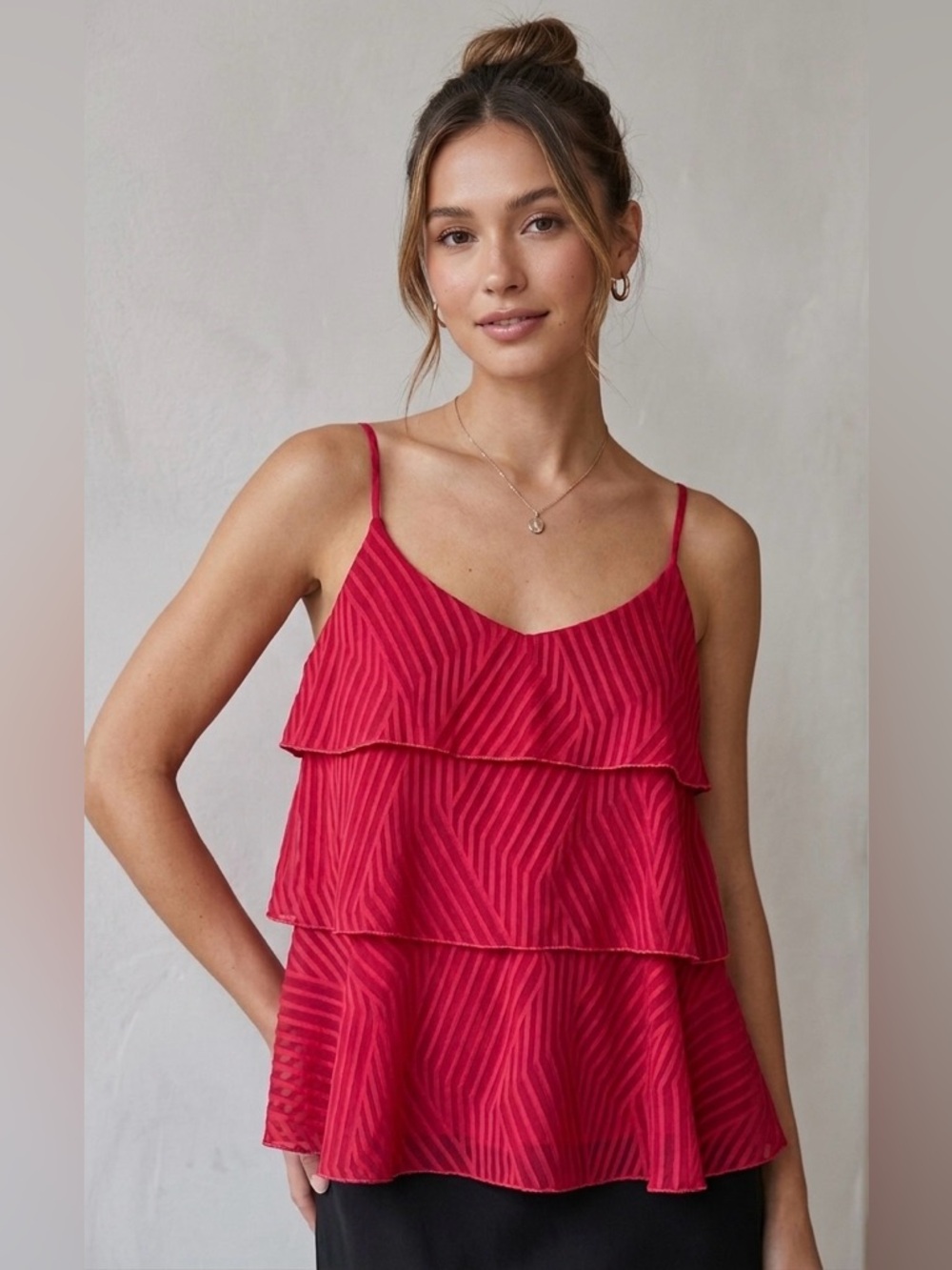 Anthropologie Amadi Pink Rose Ameline Tiered Cami Top | Size XS